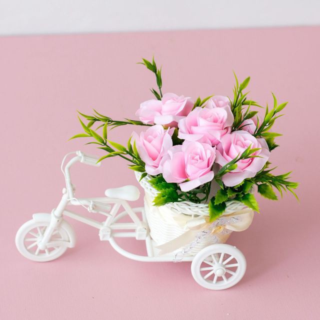 Sepeda Bunga dekorasi Bunga plastik-PS-SC Pink