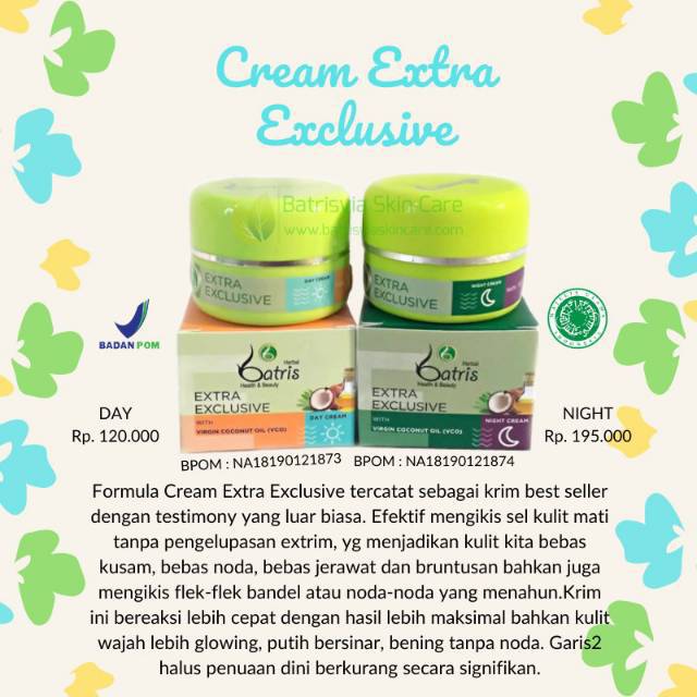 

Batrisyia Cream Extra Exclusive Batrisyia Herbal / Cream ekstra eksklusif