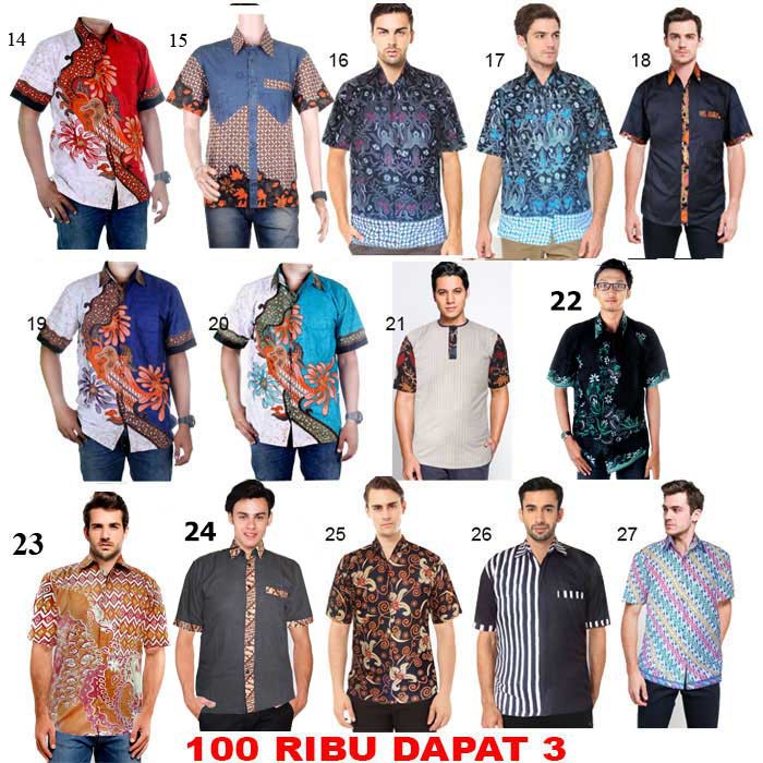 99 ribu Dapat 3 Kemeja Batik Motif Terkini