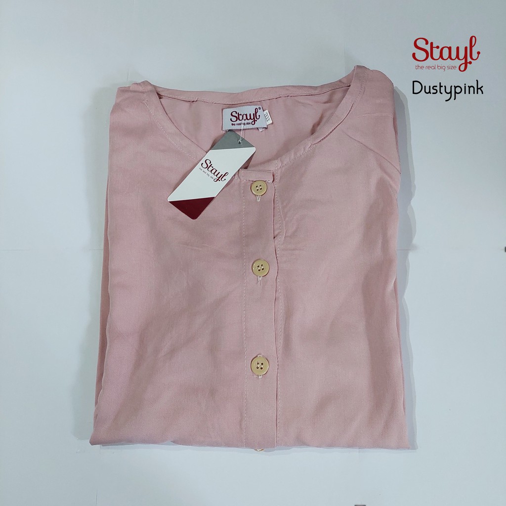 LD 120 ( Fit to 3XL ) Atasan blouse wanita lengan panjang Atasan big size rayon twill Inayah blouse-Dustypink