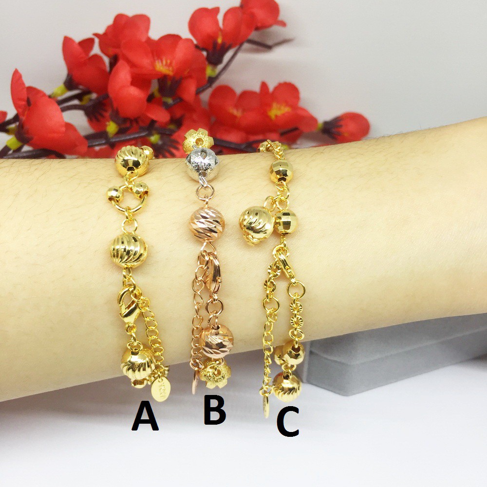 Gelang Xuping Bulat Garis Disco Ball 3 Warna Lapis Emas Asli -  BB392