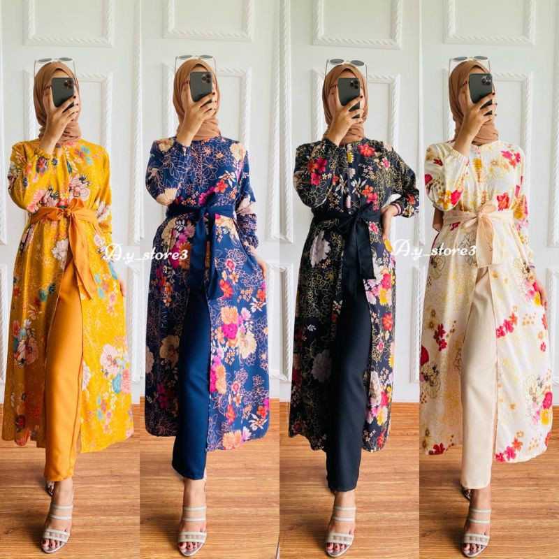 LONG SET TUNIK MOTIF // STELAN TUNIK BUNGA
