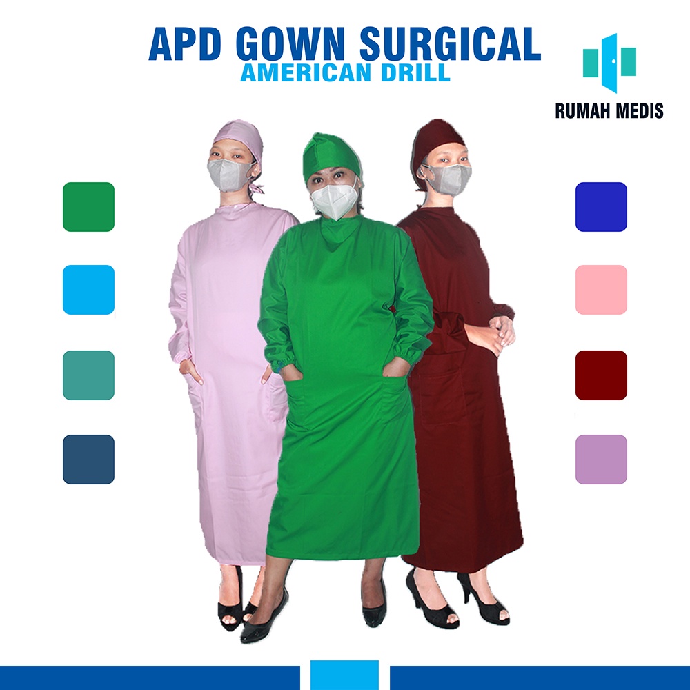 SRAGAM - Gown Drill American drill GRADE A surgical gown medis/apd gown american drill/gown medis AP