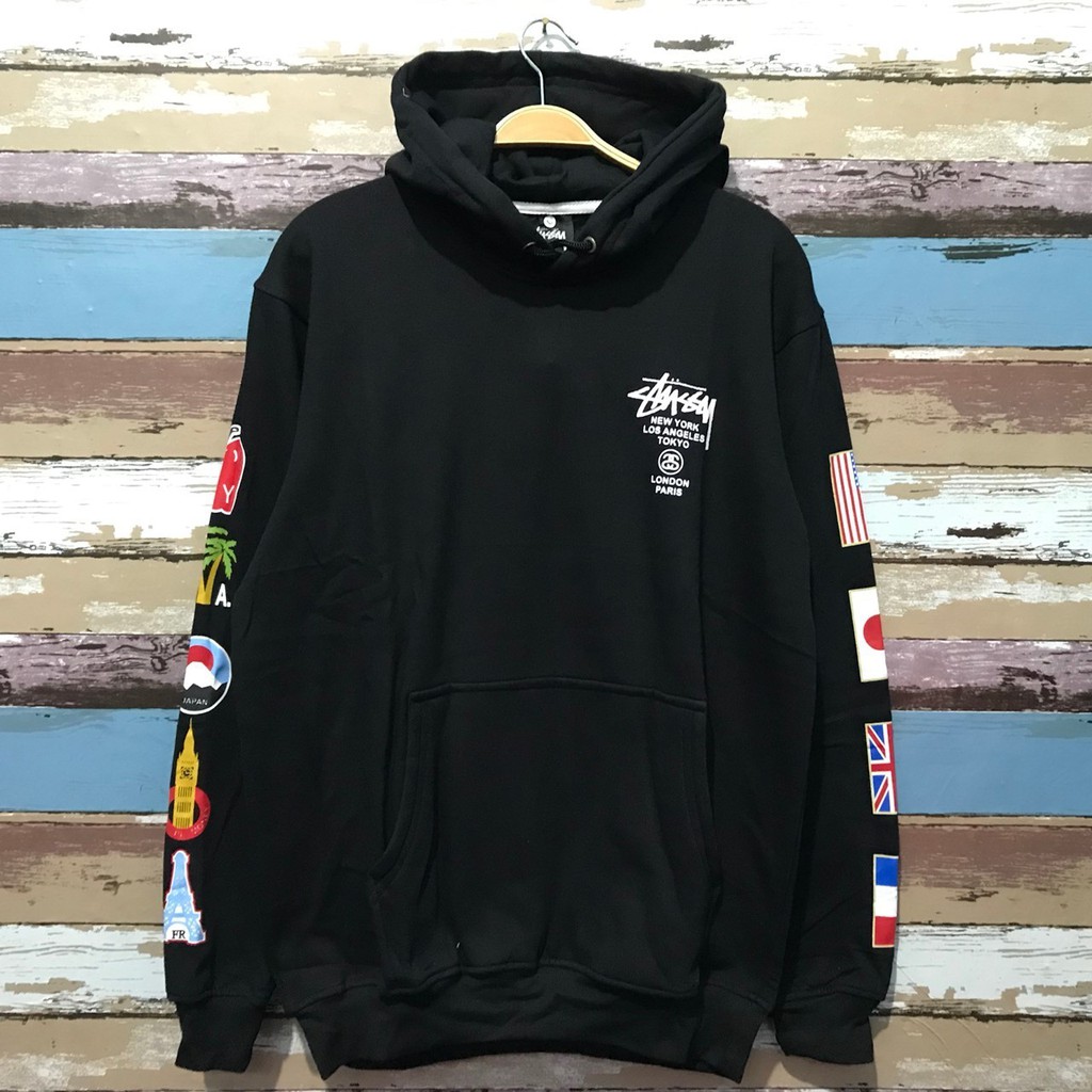 stussy world tour hoodie flags