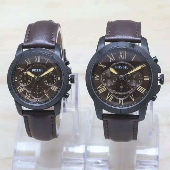 Limited jam tangan couple fossil chrono premium Terbaik