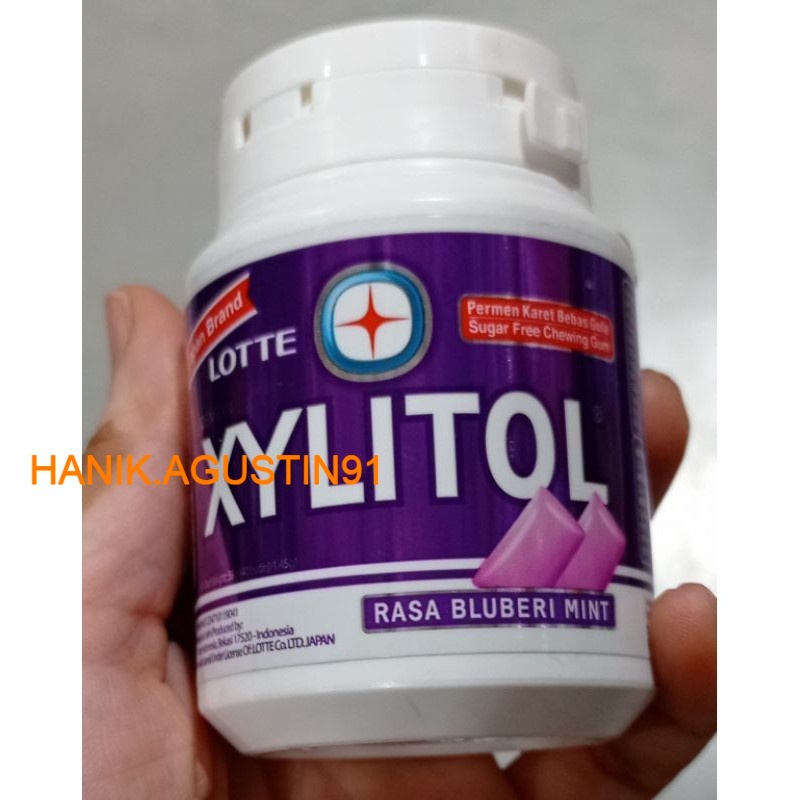 Jual Xylitol Permen Karet Bebas Gula Xylitol Bluebery Mint Botol