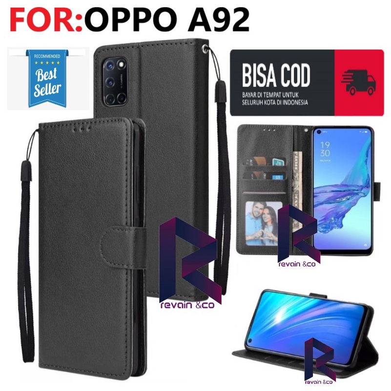 SARUNG KULIT OPPO A92 FLIP WALLET LEATHER KULIT PREMIUM FLIP COVER SARUNG BUKA TUTUP FLIP CASE OPPO A92