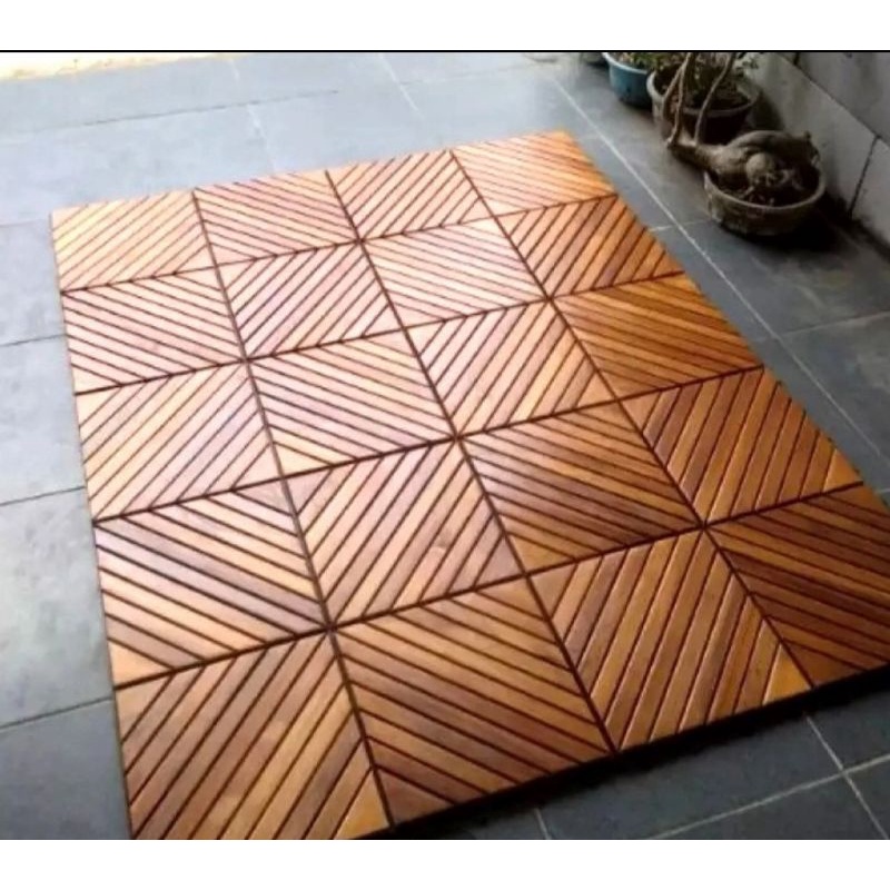 ubin kayu lantai kayu jati decking tile.lantai bongkar pasang murah mudah sudah coating warna promo