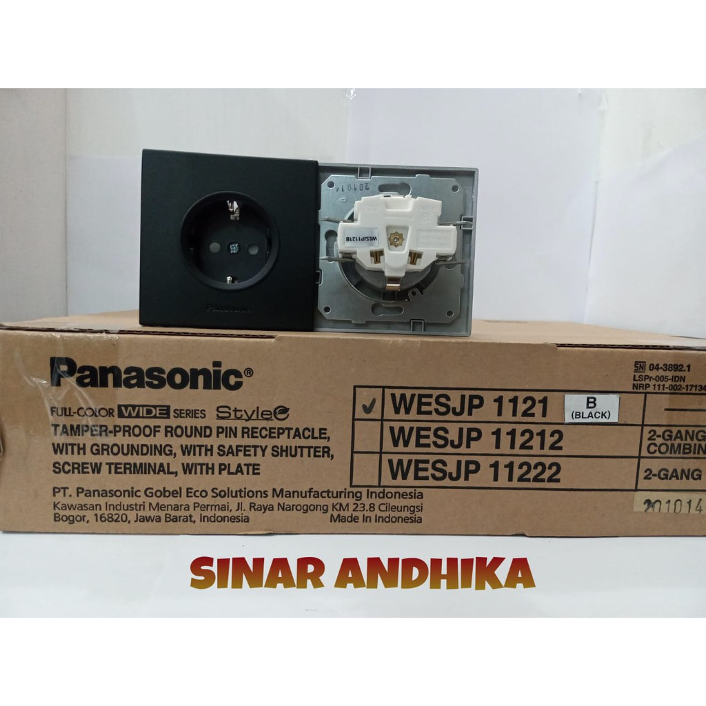 STOP KONTAK SINGLE GROUNDING (CP) HITAM STYLE E PANASONIC WESJP 1121B