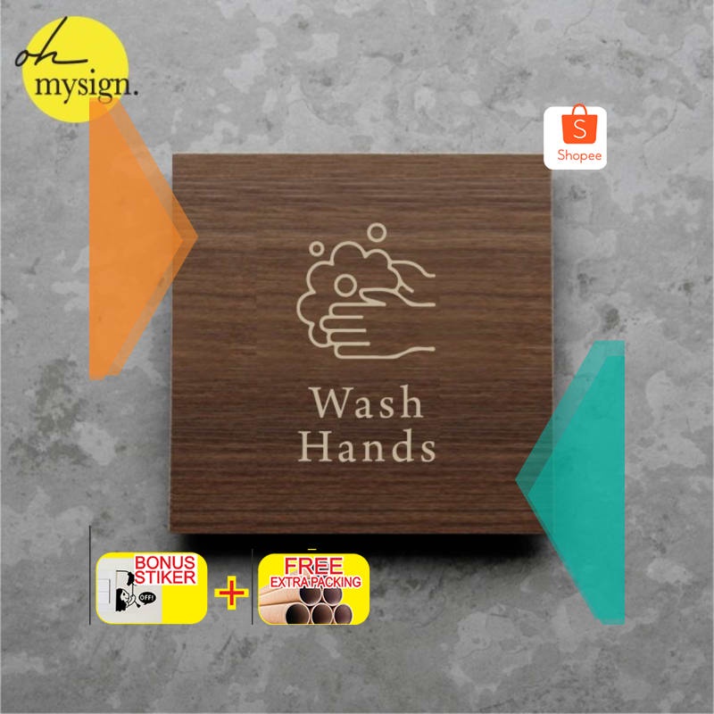

Murah Wash Hands Sign Board Kayu Print Signage Label Nama Ruang Keren