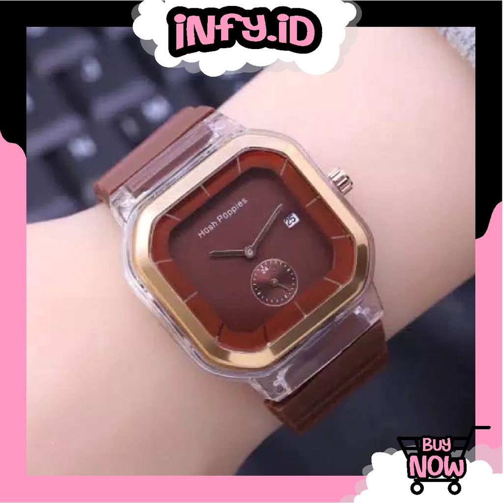 INFY - JT037 Jam Tangan Wanita Cewek Hosh Poppies Sergi Jarum Strap Rubber