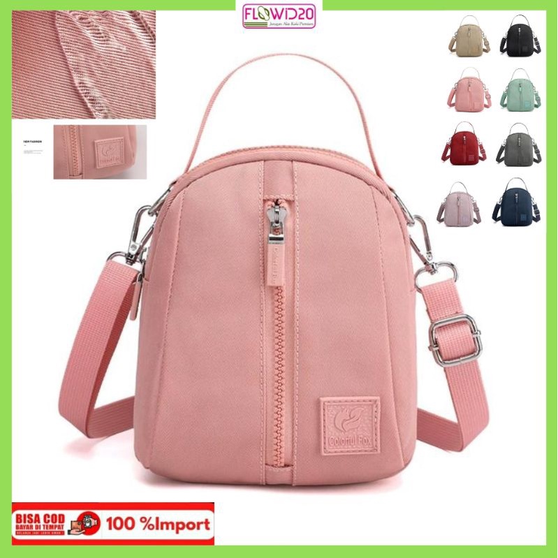 colorful fox 106 tas selempang wanita import sling bag wanita bahan nilon parasut