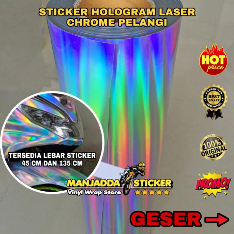 STIKER HOLOGRAM SKOTLET MOTOR HOLOGRAM LASER CHROME STIKER PELANGI