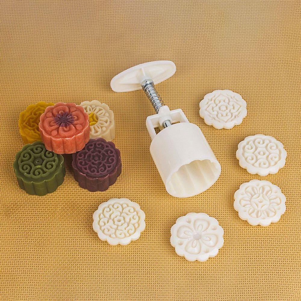 【 ELEGANT 】 Cetakan Kue Bulan Bentuk Bunga 50g Plunger Kue Alat Pastry Gadget Dapur Mooncake Baking Cookie Press