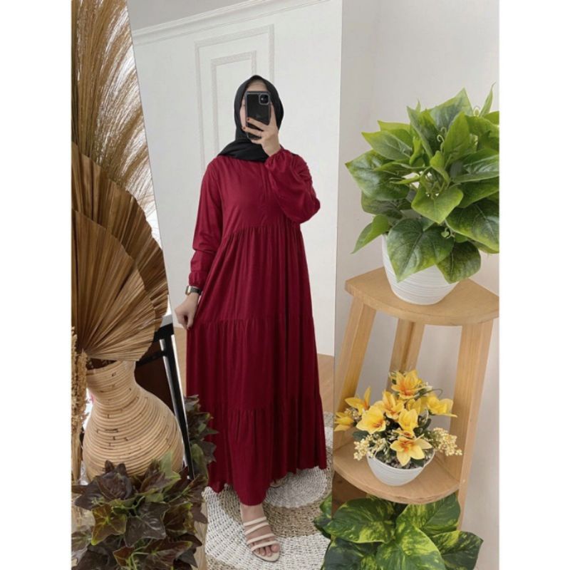 AMARA HOMEY DRESS MAXY / BASIC BASIKA HOMEY DRESS RAYON-Maron