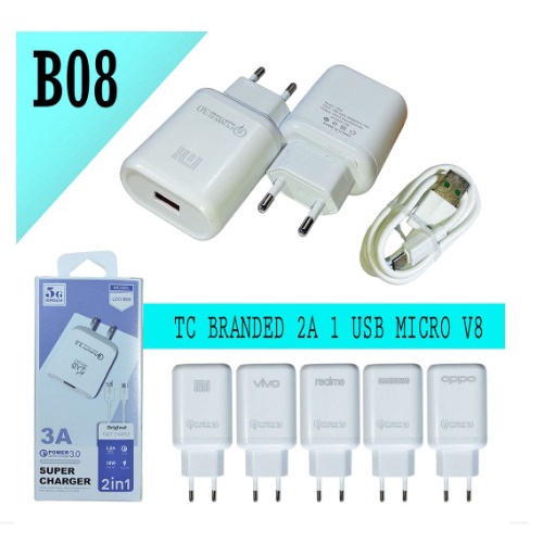 TC BRANDED 2A MODEL-B08 1 USB MICRO V8 / CHARGER MICRO USB 2A