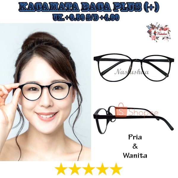 Kacamata Baca Bingkai Oval Lensa Plus +0.50 s/d +4.00 Pria/Wanita Kaca Mata Rabun Dekat Unisex NOCASE