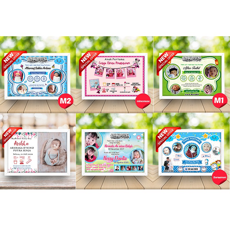 FRAME BIODATA BAYI/KADO KELAHIRAN BAYI/DEKORASI FRAME BABY
