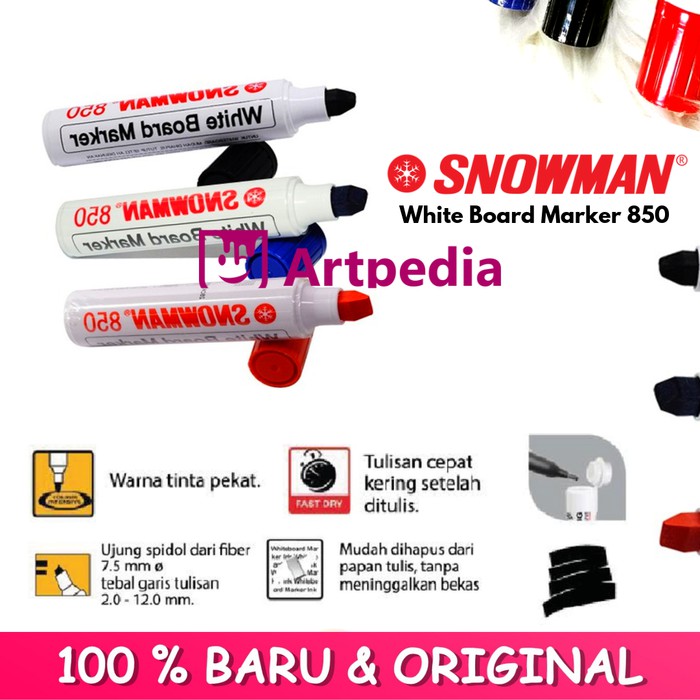 

Snowman Permanent Marker Jumbo 850 White Board Marker Snowman 850 Hitam Murah