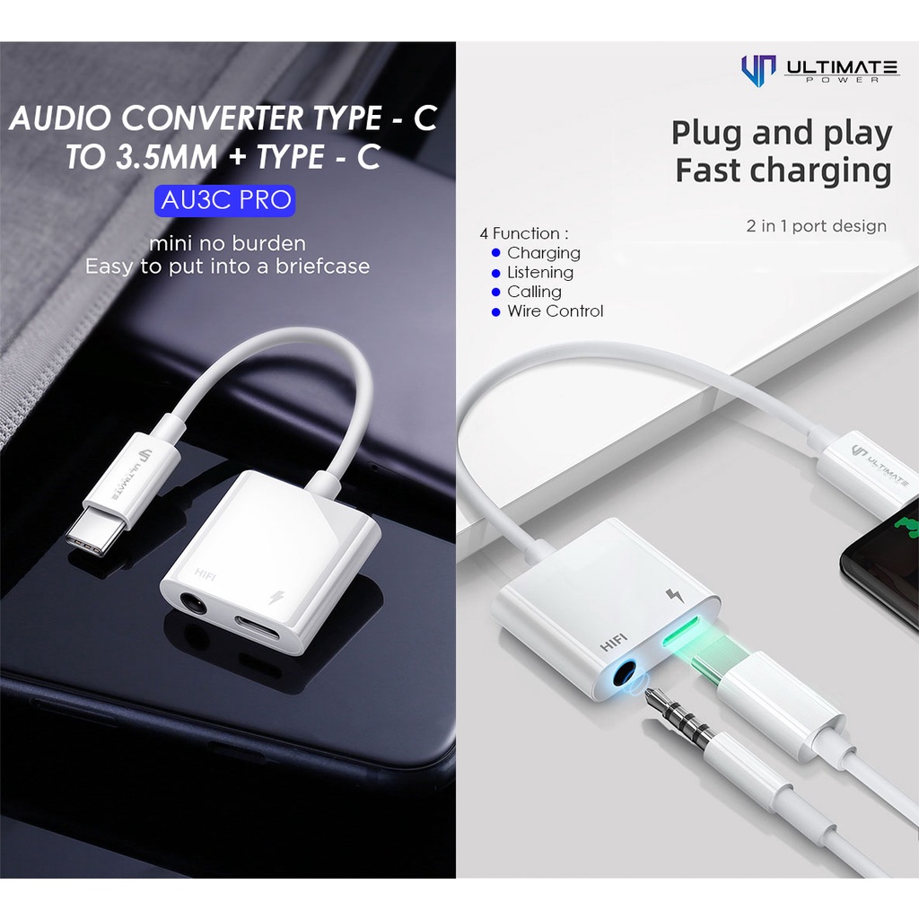 Ultimate AU3C Pro Audio Converter Type-C to 3.5MM + Type-C Adapter