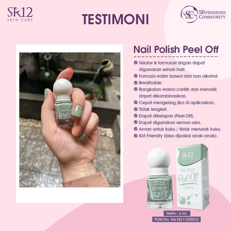 Nail Polish Peel Off  SR12 Kutek Kuku Halal Waterbase