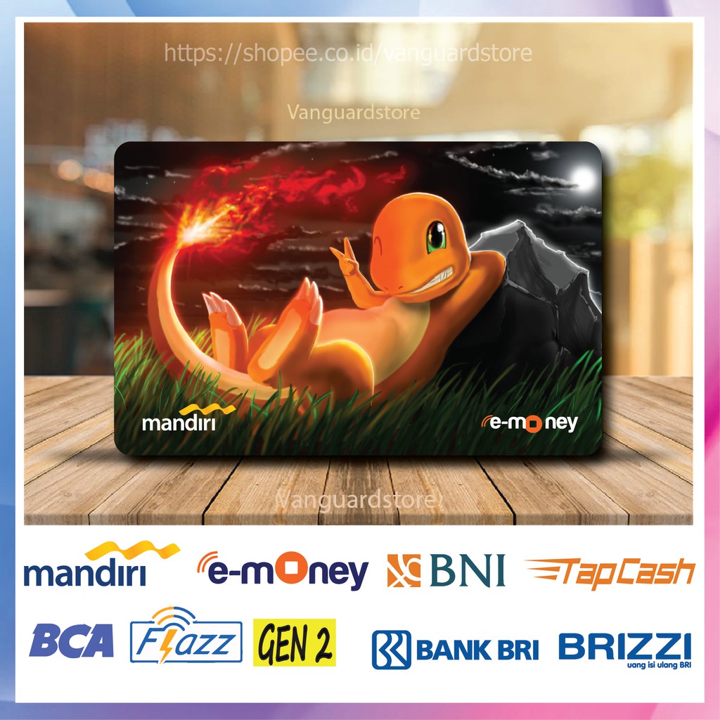 KARTU E MONEY E TOLL POKEMON CHARMANDER POKEMON 21 EMONEY MANDIRI FLAZZ TAPCASH BRIZZI