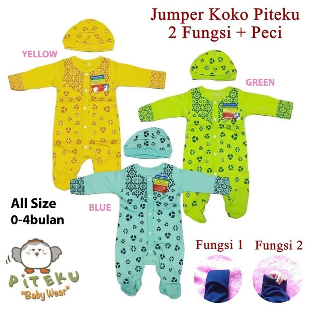 Piteku Jumper Koko Baju Bayi Laki Laki Muslim Newborn 0-4m