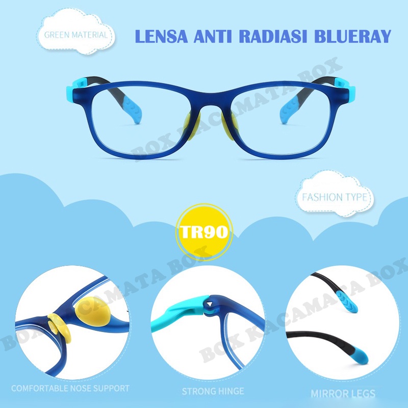 Mushto Kacamata Anak Anti radiasi Blueray Blue Light untuk komputer Handphone TV Tr90 Lentur 2105 2103