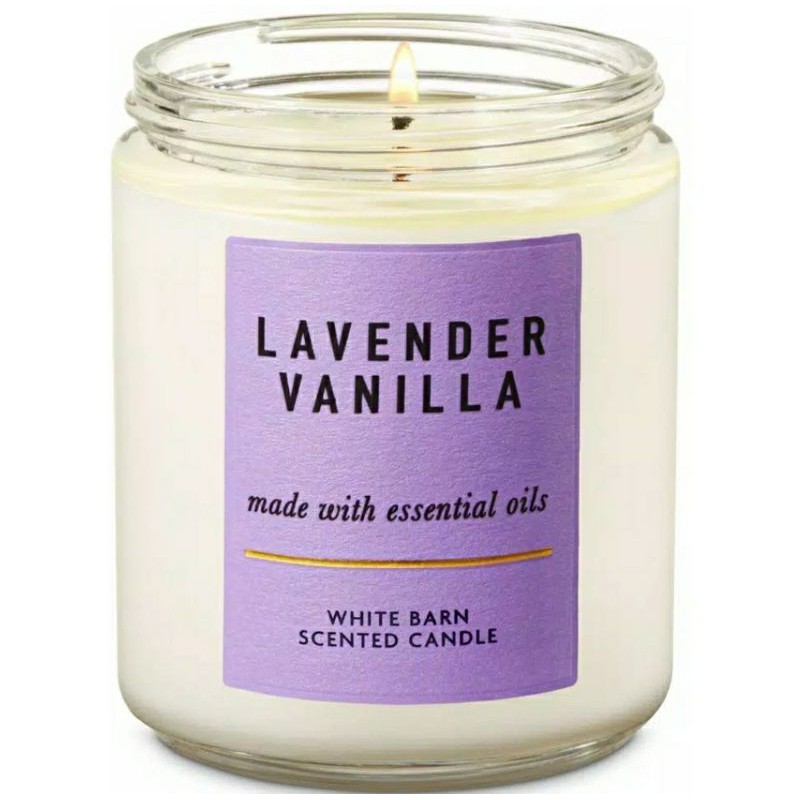 BATH &amp; BODY WORKS BBW AROMATHERAPY SLEEP LAVENDER VANILLA MADE WITH ESSENTIAL OILS WHITE BARN 1 SINGLE WICK SCENTED CANDLE 198 G PENGHARUM RUANGAN