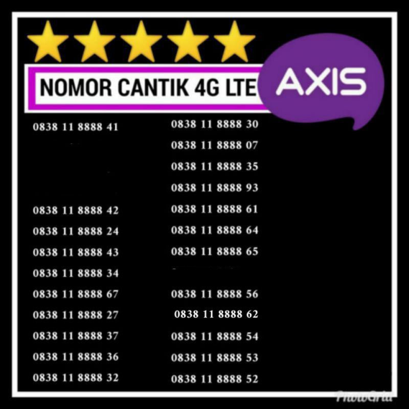 NOMOR CANTIK AXIS NOMOR AXIS  4GLTE PERDANA AXIS CANTIK KWARTET 0 90000 MURAH RAPIH