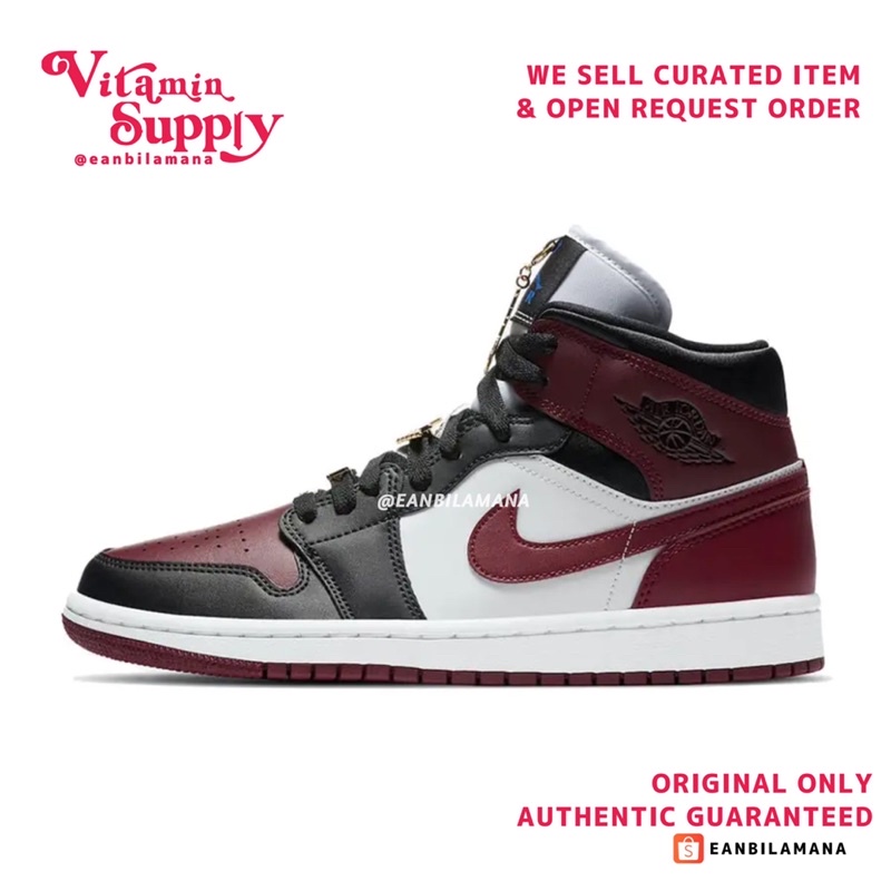 AIR JORDAN 1 MID WMNS 'DARK BEETROOT MAROON GOLD PENDANT'