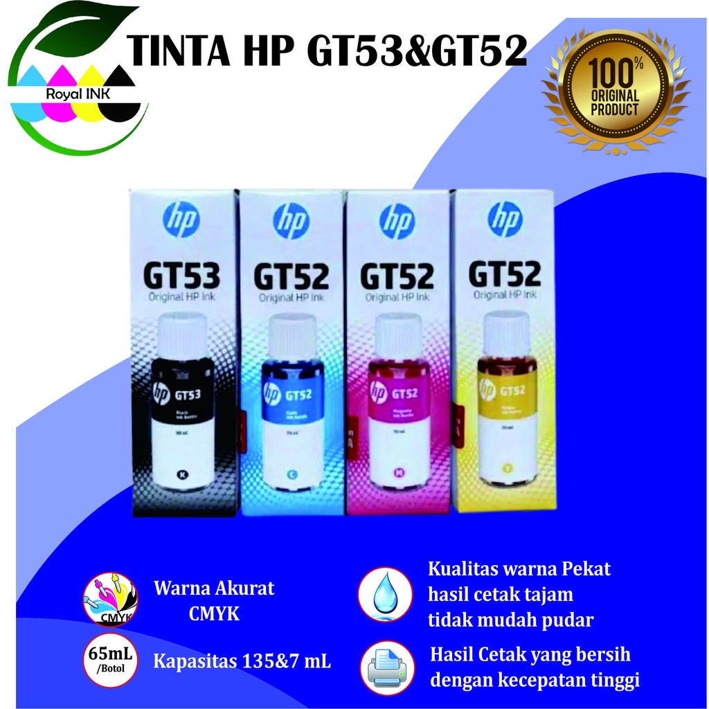 HP GT52/GT53 BLACK Ink PREMIUM GT 52/53 Tinta Hitam Pengganti GT51 - PCS