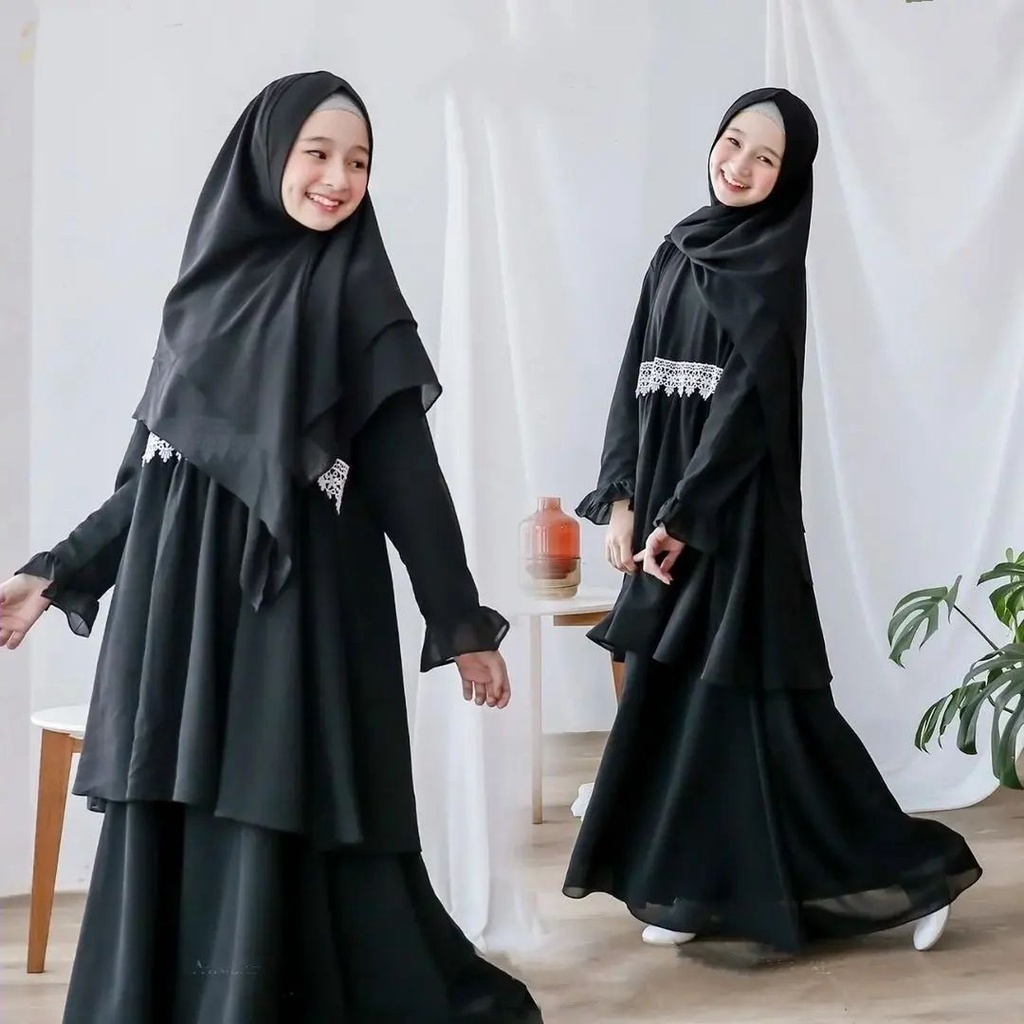 ARYANA SYARI KIDS BL MANGOCRAPE MIX RENDA LD 100 CM PB 122 CM DAPAT GAMIS ANAK + HIJAB USIA BAJU  ANAK PEREMPUAN BEST SELLER BAJU KIDS 2022