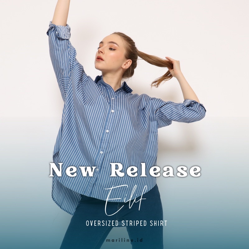 EILIF Oversized Striped Shirt - Kemeja Katun loose oversized motif stripes