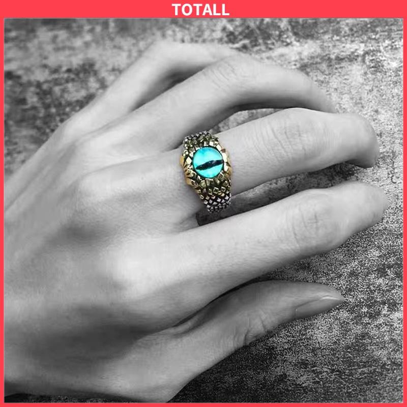 COD 2022 Cincin Pria Desain Mata Merah Bahan Metal Gaya Retro Punk Rock Untuk Pesta Motor-Totall