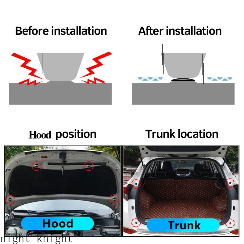 Car Accessories Rubber Pad For Car Buffer Pier Trunk Engine Cover Door Abnormal Noise Cushion Pad Damping Block Bands Modified Grommet Sticker