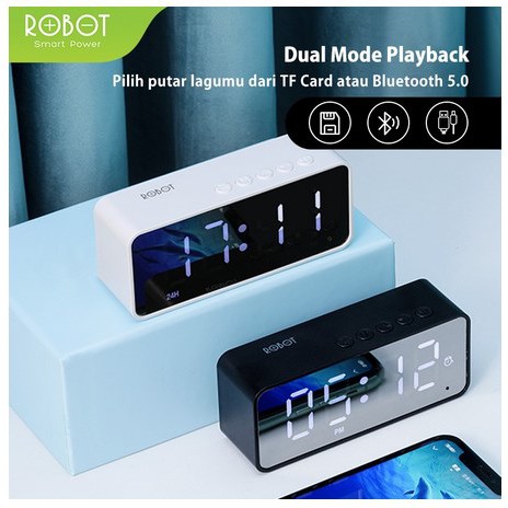 Speaker Bluetooth Robot RB150 Portable Wireless Bass Mini Stereo - LED Display Alarm With FM Radio