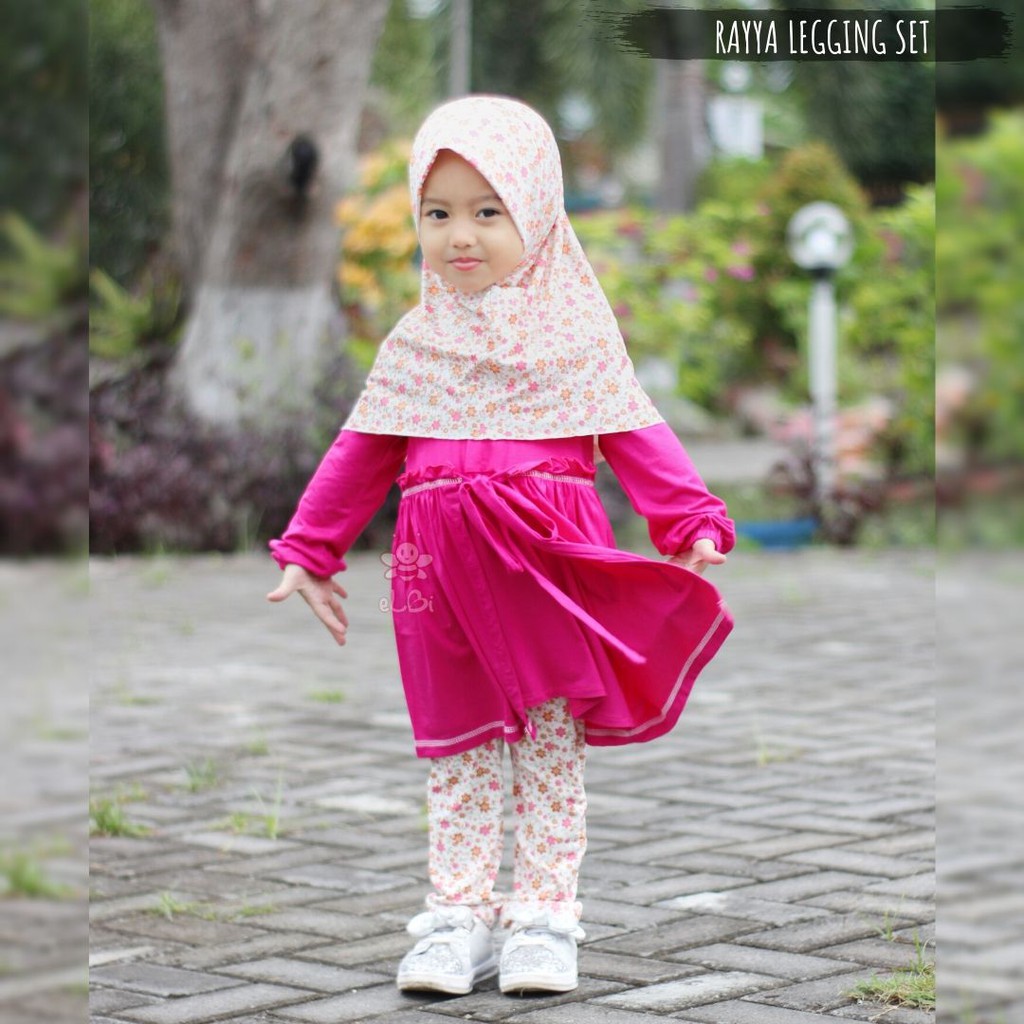 Setelan Baju Anak Perempuan - Gamis Kaos Anak Perempuan - Baju Muslim Anak Perempuan - Rayya