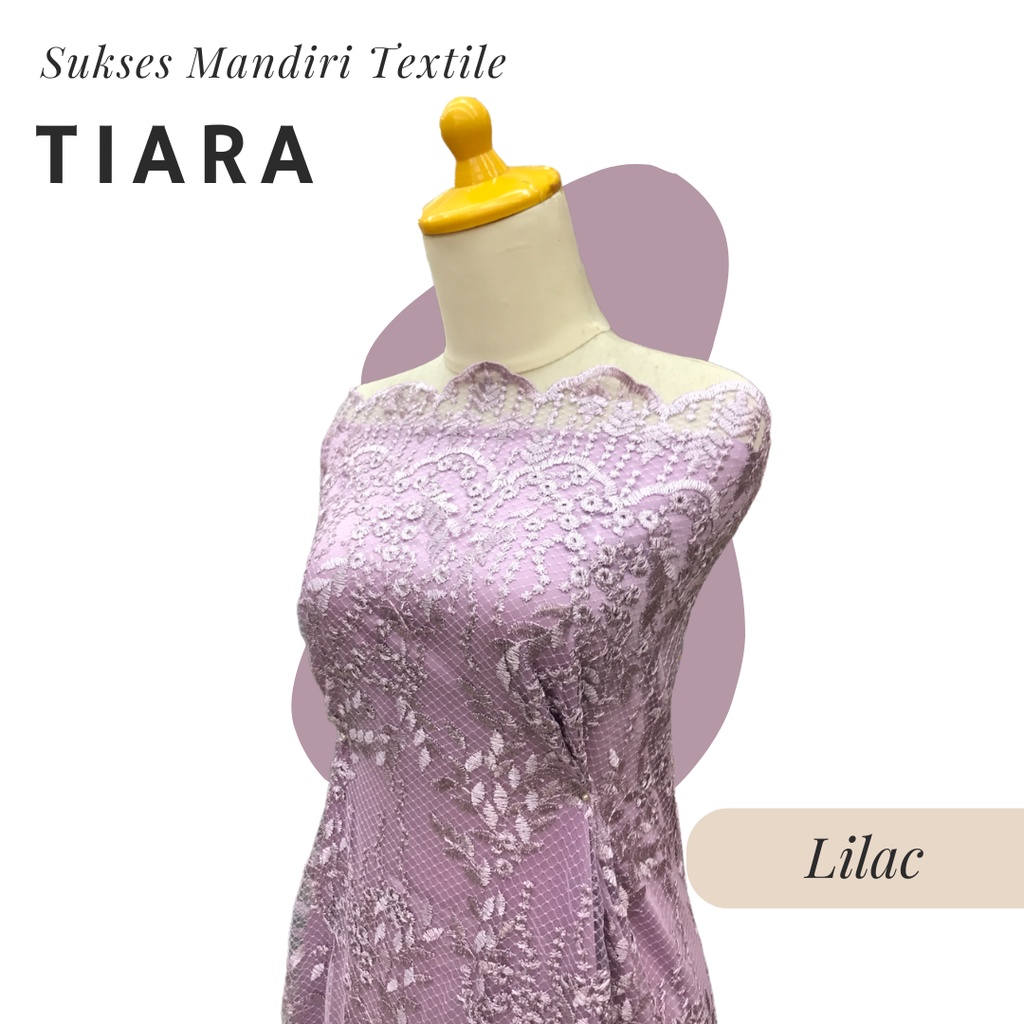 [TIARA] Brokat Brukat Tile Premium Mewah Warna Lilac Ungu | Harga ½ meter = 50 cm (Bahan Dress Bride