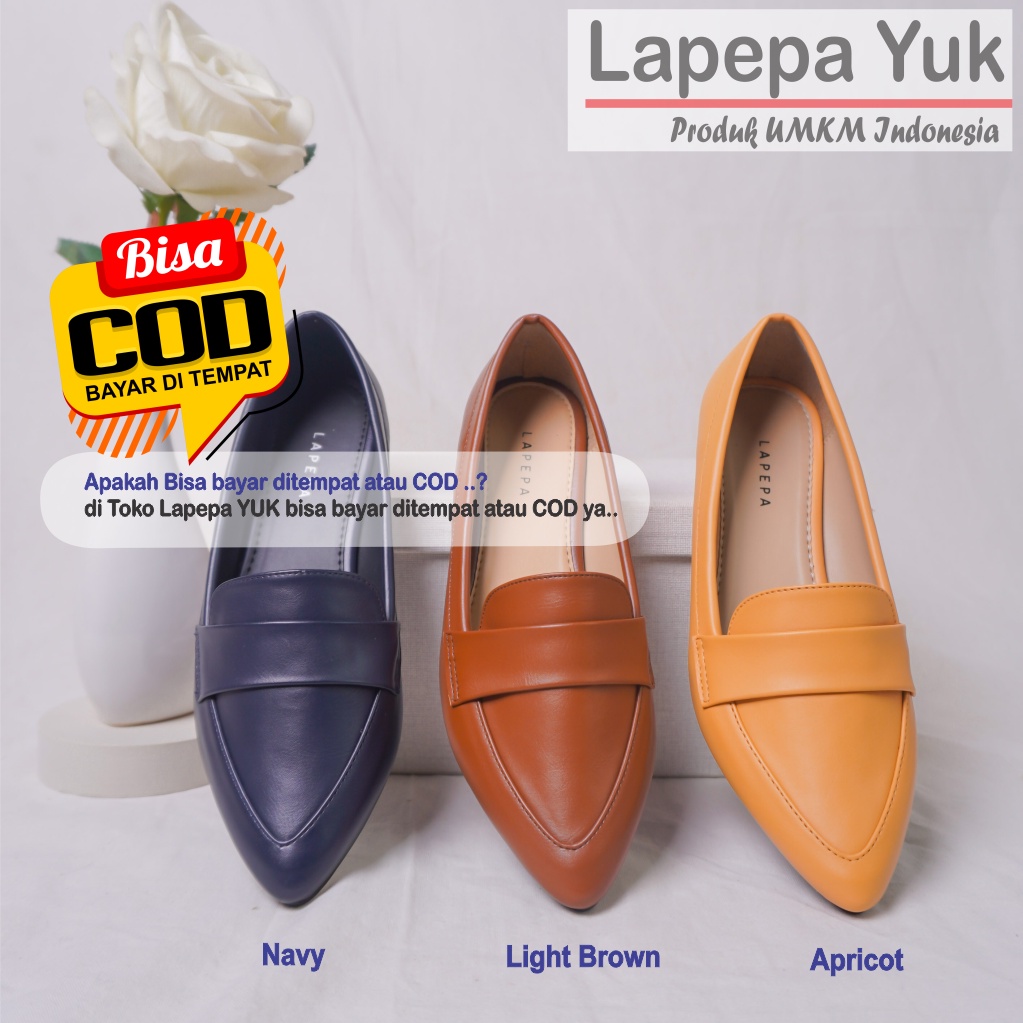 LAPEPA YUK - Sepatu Flat Shoes Wanita TITIAN BLACK Untuk Kerja kantor Spatu Flatshoes Ballerina Cewek Kuliahan Jalan Santai Casual Empuk Nyaman Slop Lancip Warna Hitam Kasual Formal Selop Premium Original Kekinian Terbaru Shoes ORI Mall Official Store