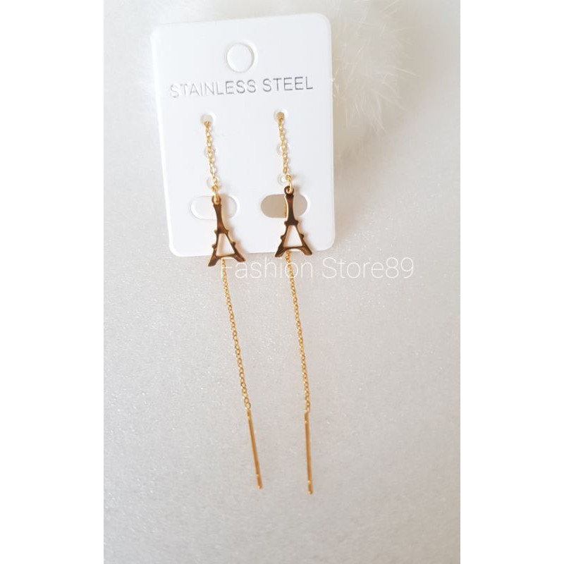 Ready Anting Jurai Paris Rantai Panjang titanium gold Antikarat selamanya fashion impor paris