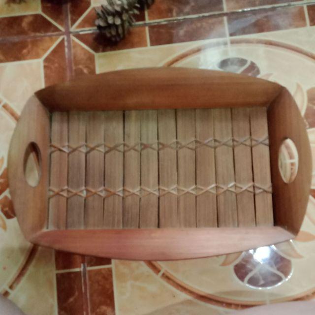 (np05) Nampan Bambu S Oval Datar 32 X 22 Cm