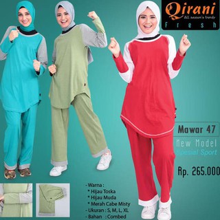 tilh setelan baju  olahraga  wanita qirani  fresh qdf mawar 