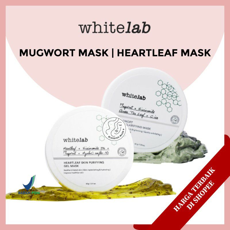 Whitelab Mugwort Pore Clarifying Mask 50gr l Heartleaf Skin Purifying Gel Masker 60gr l Bamboo Charcoal Brightening Gel Mask 60gr