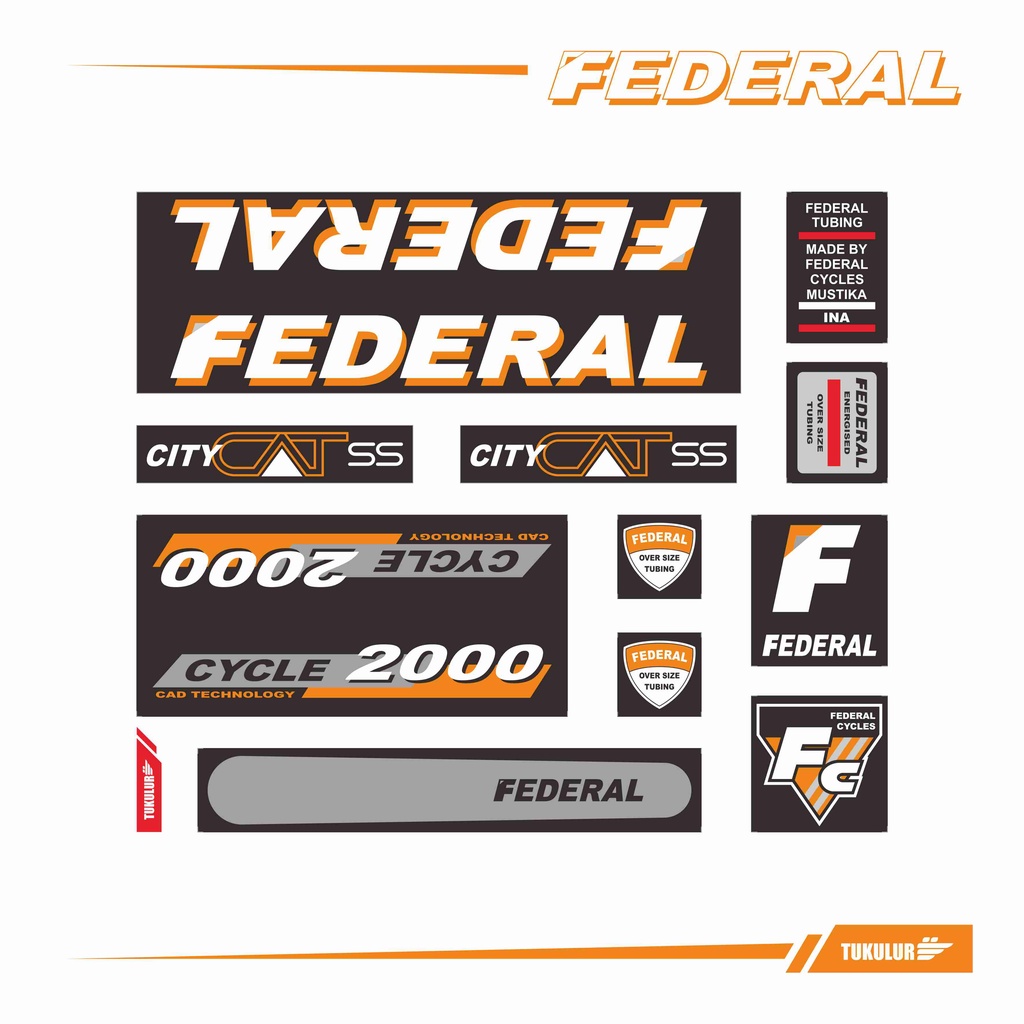 STIKER DECAL SEPEDA FEDERAL CITY CAT MODEL 2
