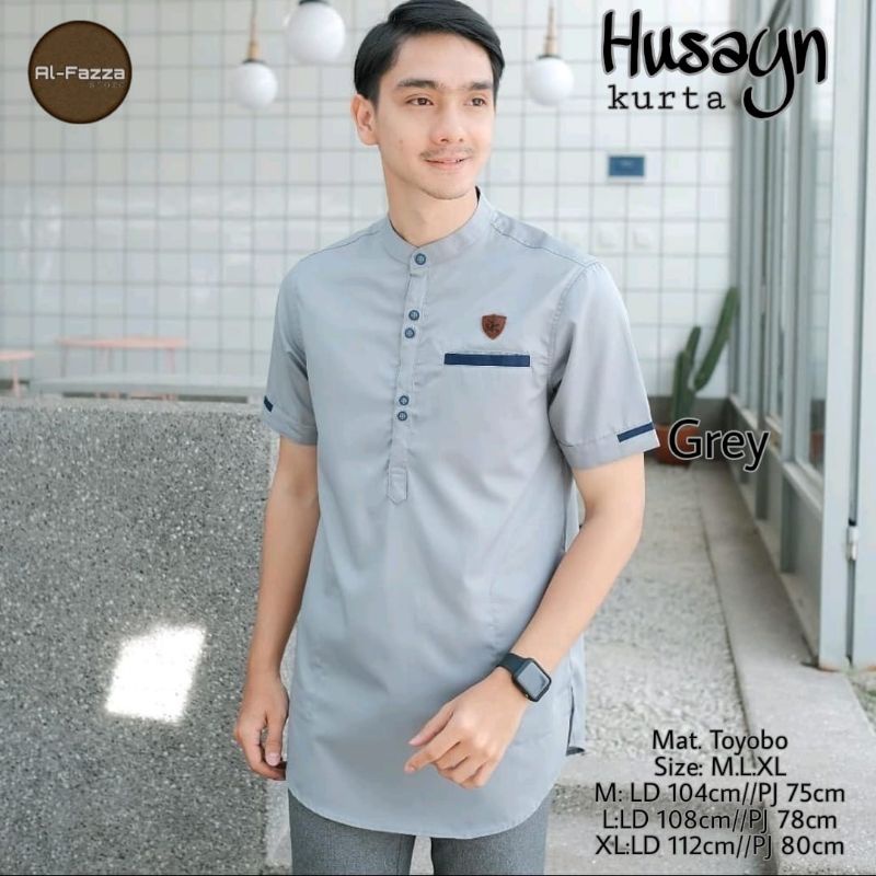 husayn kurta / baju koko dewasa / kurta polos keren / baju muslim dewasa / kurta kekinian
