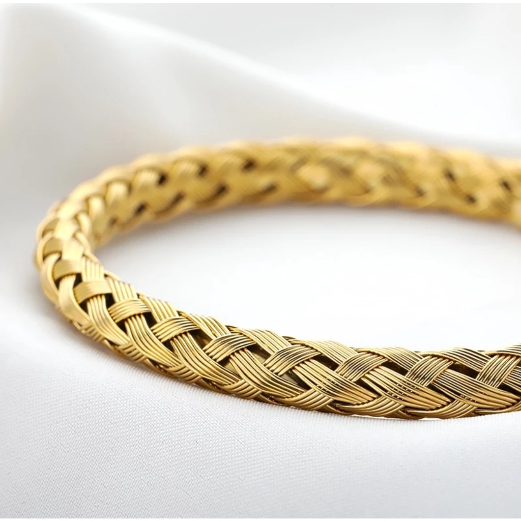 Gelang Bangle Model Baja Kepang Untuk Wanita dan Pria Tersedia Warna Gold