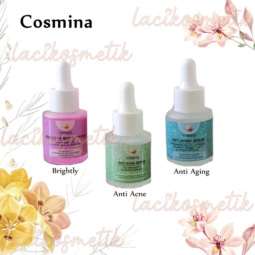 ✨LACIKOSME✨ COSMINA FACE SERUM - SERUM WAJAH BRIGHTLY MOISTLY ANTI AGING ACNE BPOM