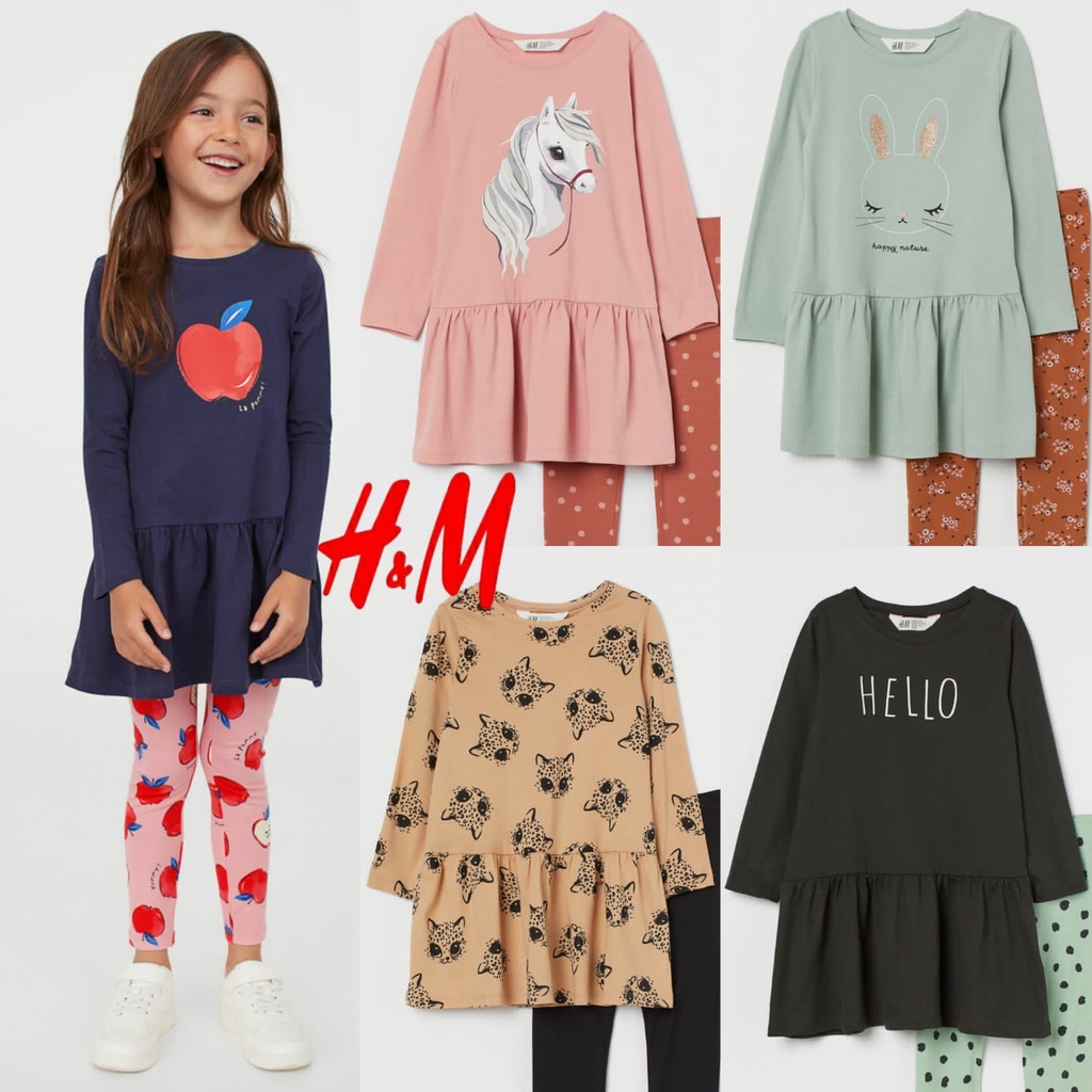 Dress Anak Perempuan Cotton HM | Baju h*m | Kaos Lengan panjang hnm