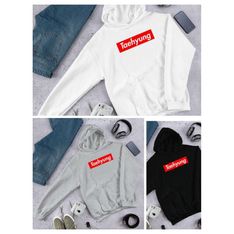 Hoodie JUNGKOOK JIMIN TAEHYUNG (CUSTOM NAMA IDOLA) size S - XXXXL(6XL) Sweatshirt BIG SIZE Unisex